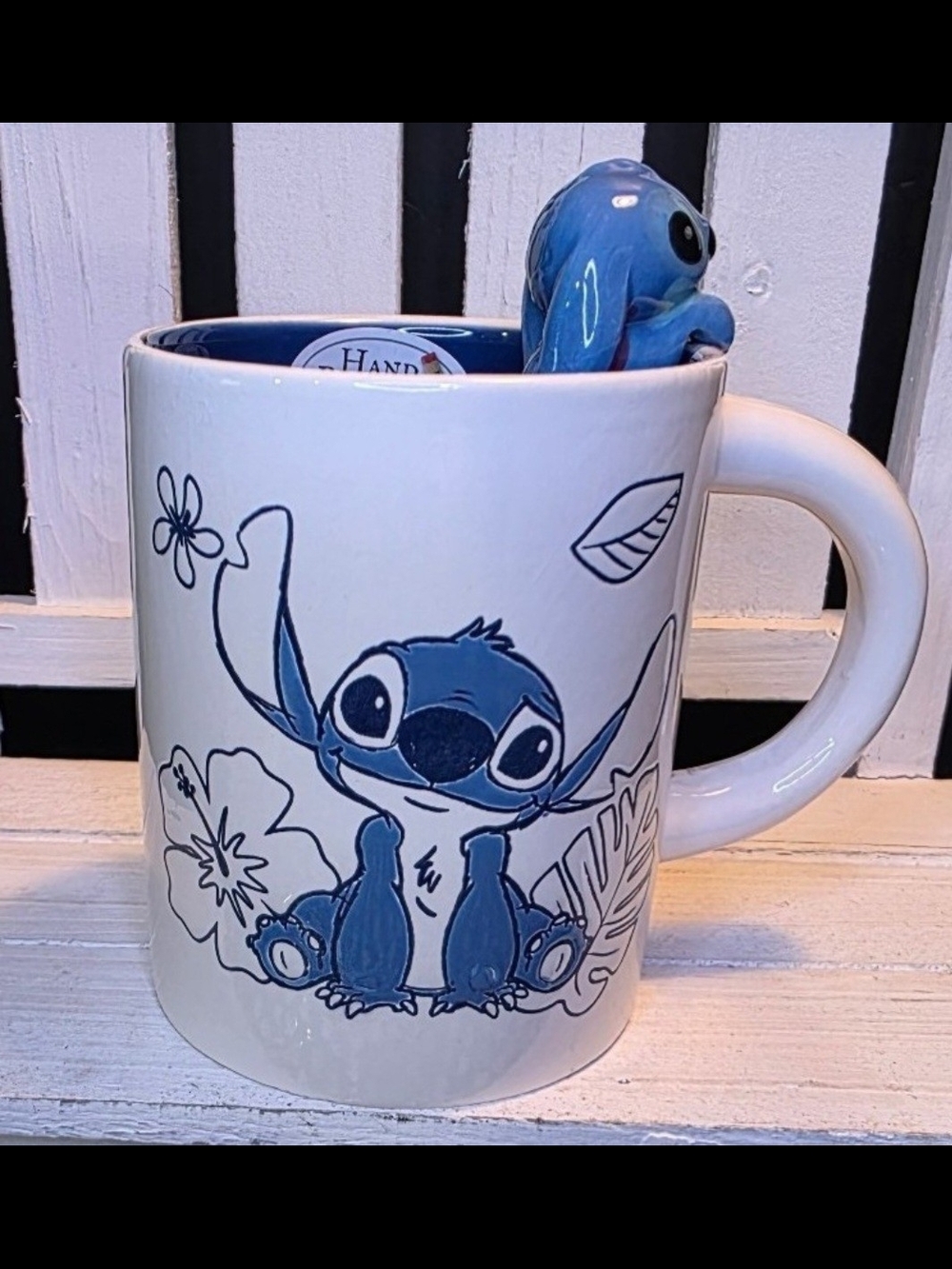 New! Disney Lilo & Stitch Ceramic Coffee Mug with 3D Stitch Rim Figurine.